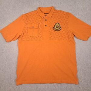 Eight 732‎ Polo Shirt Mens XL Orange Pockets Casual Streetwear Detailed Accents